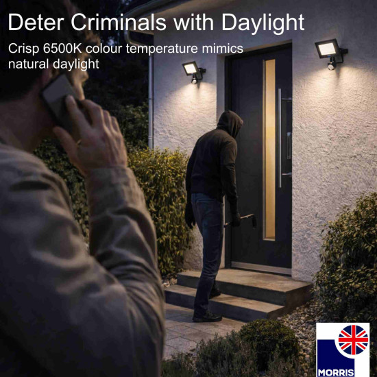 Morris LED Floodlight with PIR Sensor 30W 6500K