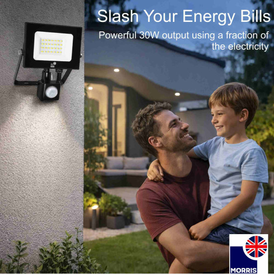 Morris LED Floodlight with PIR Sensor 30W 6500K