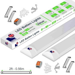 Morris Twin Pack Slimline Lightweight 2ft LED Batten Lights - Value Range