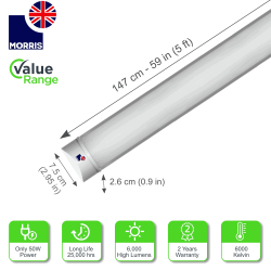Morris Slimline Lightweight 5ft LED Tube Light - Value Range