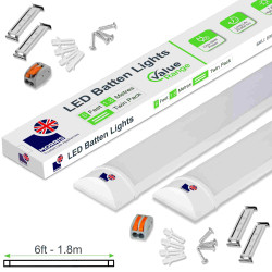 Morris Twin Pack Slimline Lightweight 6ft LED Tube Light - Value Range