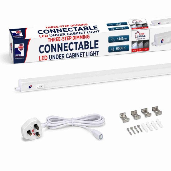 Morris 3-Step Dimmable & Connectable T5 LED Under Cabinet Lighting - 22W 2640LM 6500K LED - 1449mm
