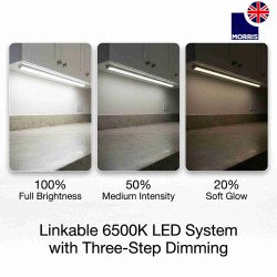 Morris 3-Step Dimmable & Connectable 4W 480LM 6500K LED Under Cabinet Kitchen Unit Lights - 288mm