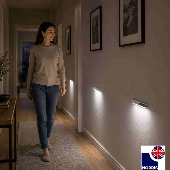 Morris Rechargeable LED Under Cupboard Lighting with PIR Sensor – 6500K 120 Lumen, USB-C, Magnetic Mount, 2.4W