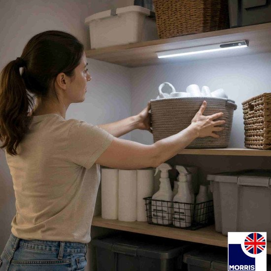 Morris Rechargeable LED Under Cupboard Lighting with PIR Sensor – 6500K 120 Lumen, USB-C, Magnetic Mount, 2.4W
