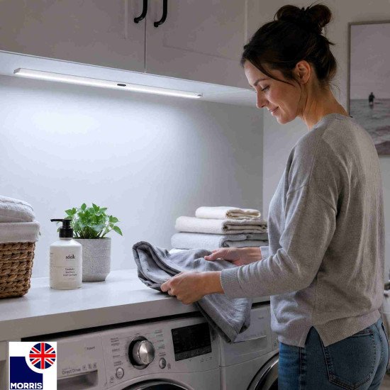 Morris 6500K Rechargeable T5 Under Cabinet Lighting with Wave Sensor – 120 Lumen, USB-C, Magnetic Mount, 2.4W