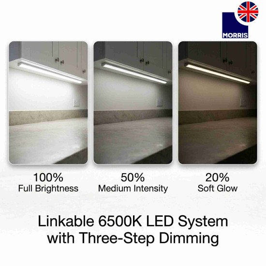 Morris 3-Step Dimmable & Connectable 9W 1080LM 6500K  LED Under Cabinet Lights - 550mm