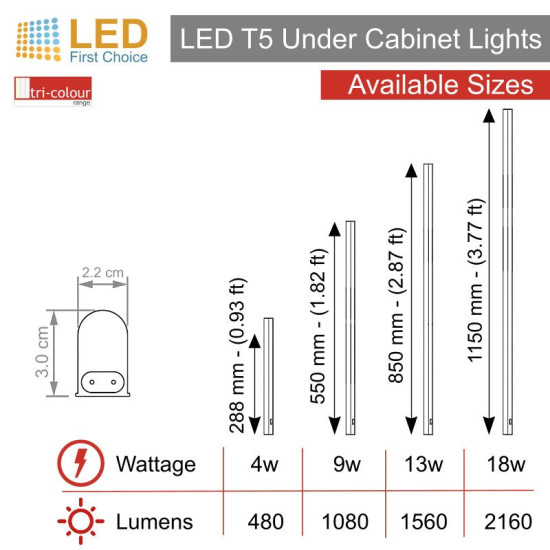 Morris LED T5 Under Cabinet Lights 288mm Tri-Colour (3CCT) (Connectible) Morris LED T5 Under Cabinet Lights 288mm Tri-Colour (3CCT) (Connectible)